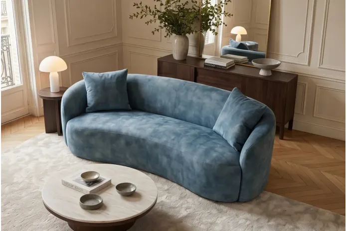 Canapé 2 Places 180 cm en Velours Bleu Pétrole - MILANO | Mobili & Co