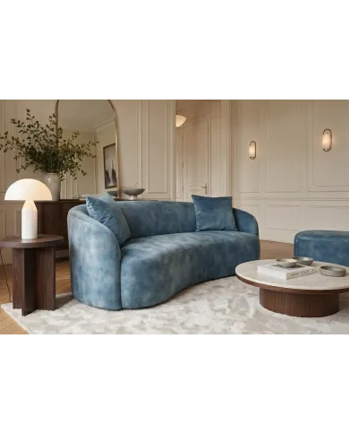 Canapé 2 Places 180 cm en Velours Bleu Pétrole - MILANO | Mobili & Co