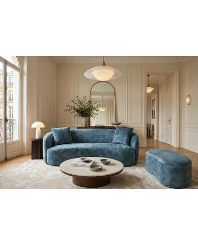 Canapé 2 Places 180 cm en Velours Bleu Pétrole - MILANO | Mobili & Co