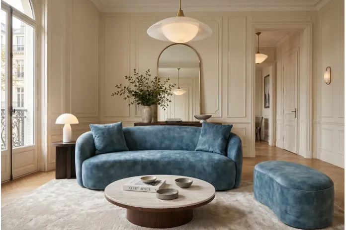 Canapé 2 Places 180 cm en Velours Bleu Pétrole - MILANO | Mobili & Co