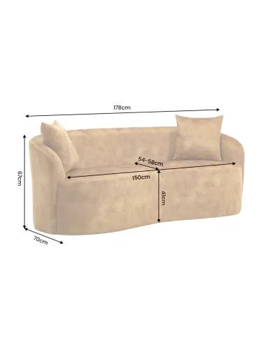 Canapé 2 Places 180 cm en Velours moutarde - MILANO | Mobili & Co