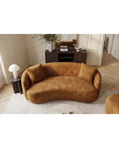 Canapé 2 Places 180 cm en Velours moutarde - MILANO | Mobili & Co