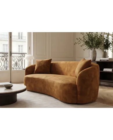 Canapé 2 Places 180 cm en Velours moutarde - MILANO | Mobili & Co
