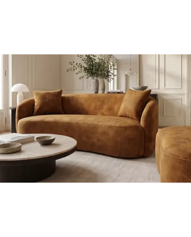 Canapé 2 Places 180 cm en Velours moutarde - MILANO | Mobili & Co