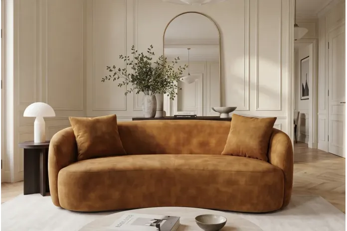 Canapé 2 Places 180 cm en Velours moutarde - MILANO | Mobili & Co