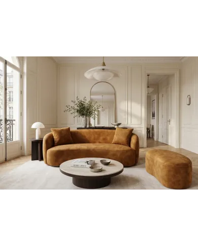 Canapé 2 Places 180 cm en Velours moutarde - MILANO | Mobili & Co