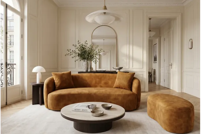 Canapé 2 Places 180 cm en Velours moutarde - MILANO | Mobili & Co