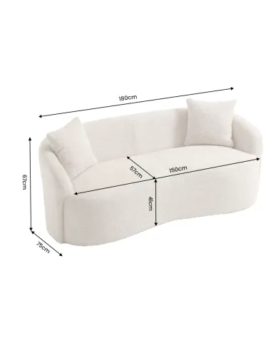 Canapé 2 Places 180 cm en Tissu Bouclé Beige - MILANO | Mobili & Co