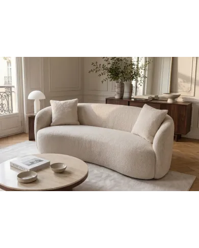 Canapé 2 Places 180 cm en Tissu Bouclé Beige - MILANO | Mobili & Co