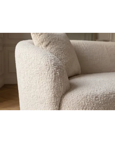Canapé 2 Places 180 cm en Tissu Bouclé Beige - MILANO | Mobili & Co