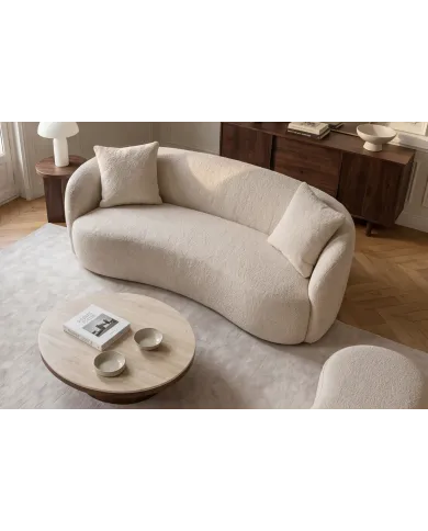 Canapé 2 Places 180 cm en Tissu Bouclé Beige - MILANO | Mobili & Co