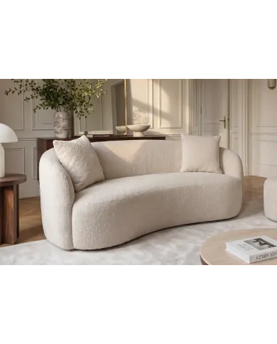 Canapé 2 Places 180 cm en Tissu Bouclé Beige - MILANO | Mobili & Co
