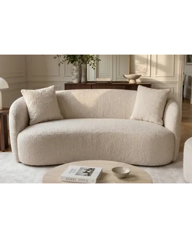 Canapé 2 Places 180 cm en Tissu Bouclé Beige - MILANO | Mobili & Co