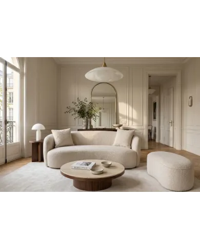Canapé 2 Places 180 cm en Tissu Bouclé Beige - MILANO | Mobili & Co