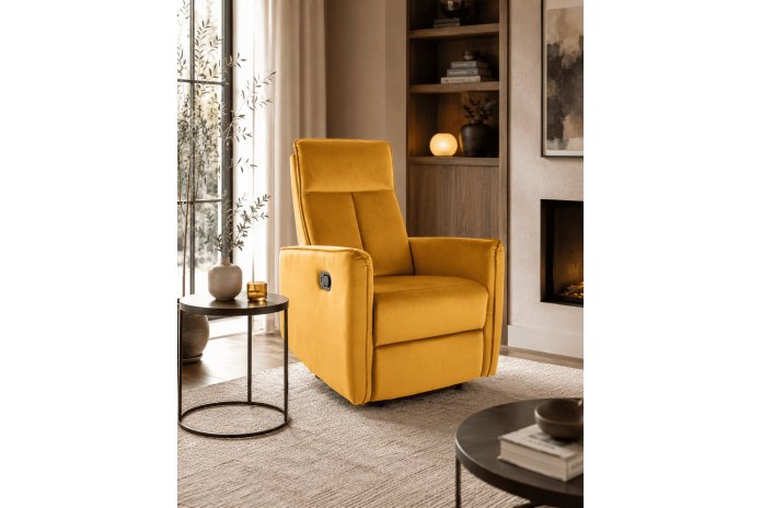 Fauteuil inclinable velours Inclinaison et Levage facile NOKI curry