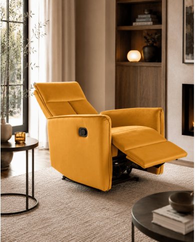 Fauteuil inclinable velours Inclinaison et Levage facile NOKI curry
