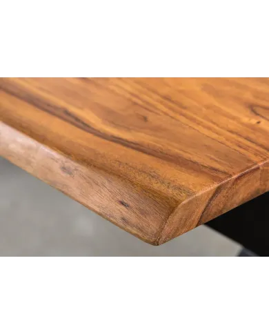 Table basse bois d'acacia 25 mm et pieds en X finition miel 120 cm AMMUT
