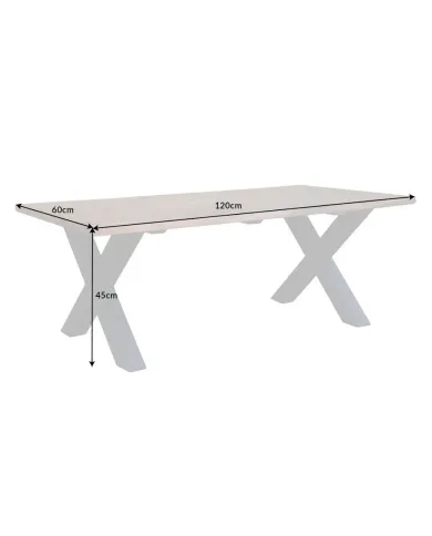 Table basse bois d'acacia 25 mm et pieds en X finition miel 120 cm AMMUT