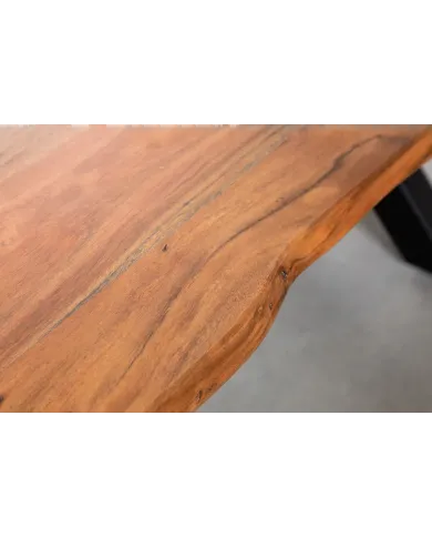 Table basse bois d'acacia 25 mm et pieds en X finition miel 120 cm AMMUT
