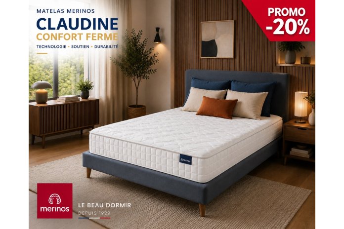 Matelas Claudine Mérinos 24cm – Confort Ferme, Fabriqué en France