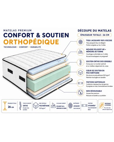 Matelas Mémoire de Forme 26 cm - Dolce Notte Memory | Confort Orthopédique