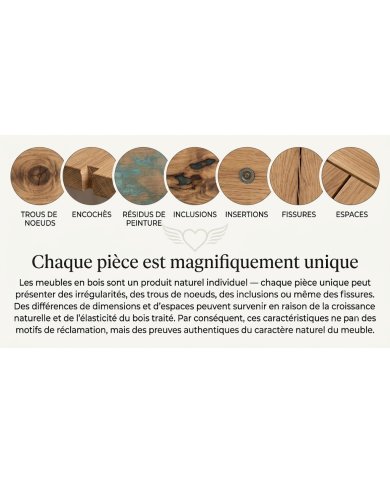 Buffet bois massif de manguier 180 cm effet 3D blanc AMMONIS