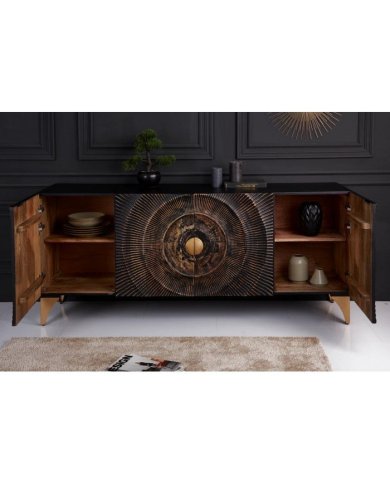 Buffet AMMONIS Manguier Massif & Doré 177cm | Altera Mobilier