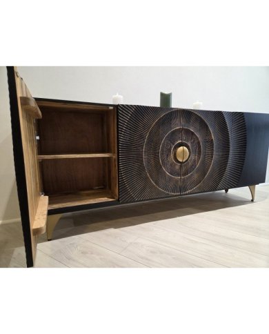 Buffet AMMONIS Manguier Massif & Doré 177cm | Altera Mobilier