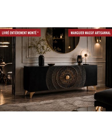 Buffet AMMONIS Manguier Massif & Doré 177cm | Altera Mobilier