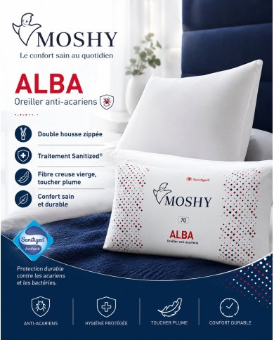 Oreiller Alba Anti-Acariens Moshy | Protection Durable