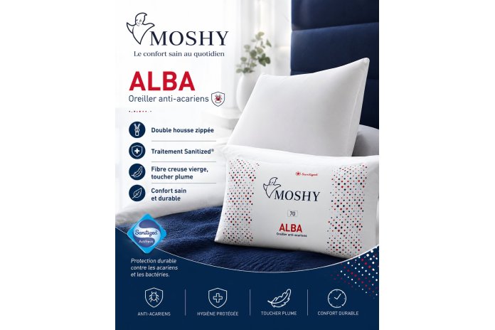 Oreiller Alba Anti-Acariens Moshy | Protection Durable