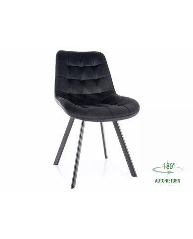 Chaise rotative à 180° avec pieds en métal en velours Monti