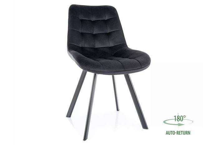 Chaise rotative à 180° avec pieds en métal en velours Monti