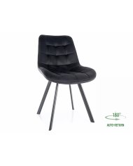 Chaise rotative à 180° avec pieds en métal en velours Monti