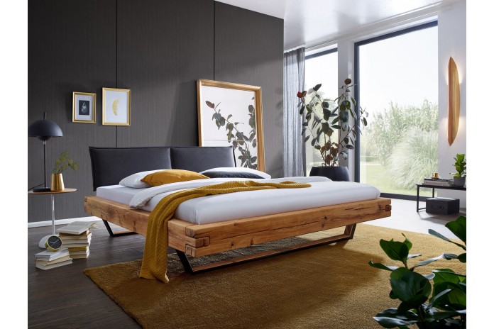 Lit Monumental Chêne Sauvage Massif & Métal Titan Pure | Mobili & Co
