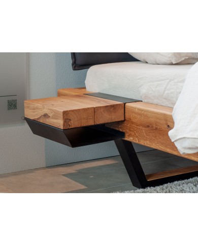 Lit Monumental Chêne Sauvage Massif & Métal Titan Pure | Mobili & Co
