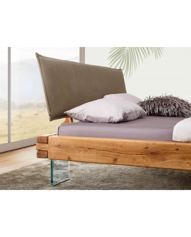 Lit Chêne Sauvage Massif & Pieds Verre Trempé Prestige | Mobili & Co