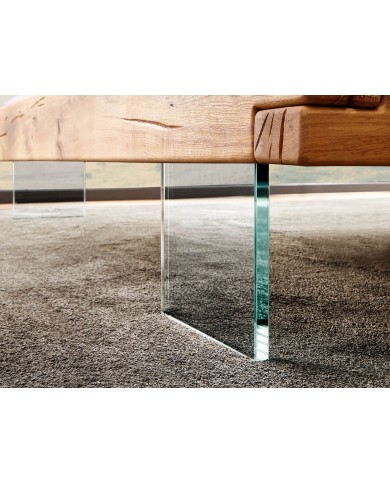 Lit Chêne Sauvage Massif & Pieds Verre Trempé Prestige | Mobili & Co