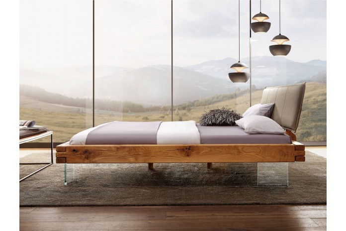 Lit Chêne Sauvage Massif & Pieds Verre Trempé Prestige | Mobili & Co