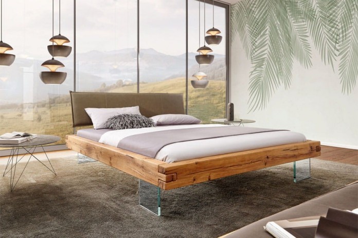 Lit Chêne Sauvage Massif & Pieds Verre Trempé Prestige | Mobili & Co