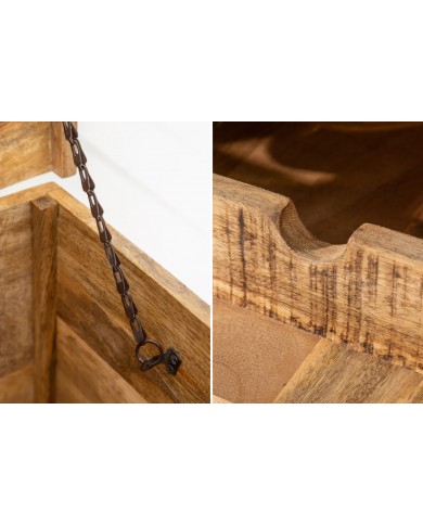 Table basse coffre bar en bois massif de manguier naturel 100 cm Cavisto