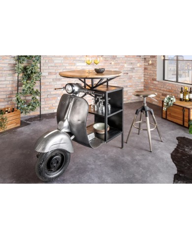 Table de bar rétro avec plateau en bois de manguier 120 cm Vespabar