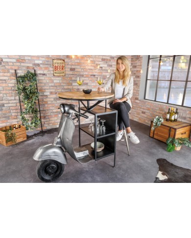 Table de bar rétro avec plateau en bois de manguier 120 cm Vespabar