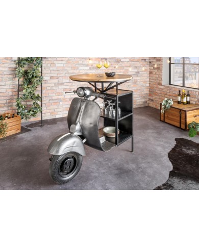 Table de bar rétro avec plateau en bois de manguier 120 cm Vespabar
