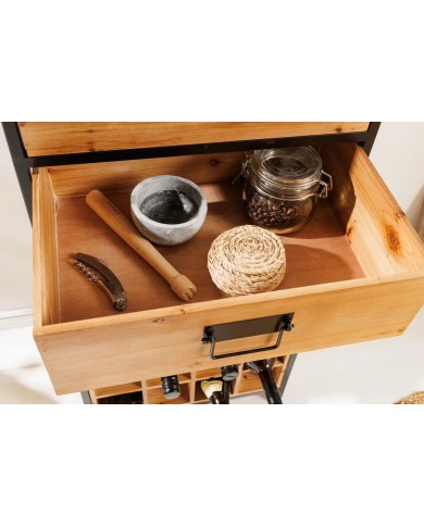 Bar étagère à vin 120 cm pour bouteilles et verres en bois de pin BLACK PEARL