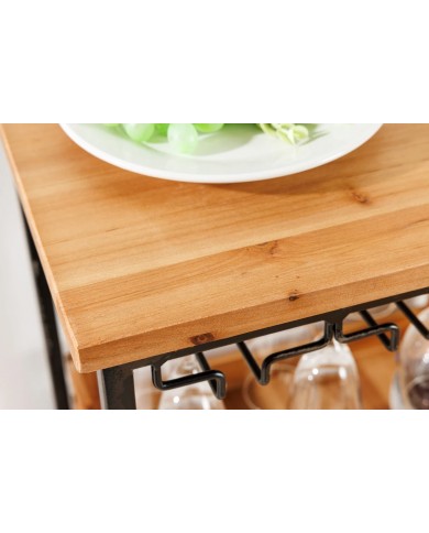 Bar étagère à vin 120 cm pour bouteilles et verres en bois de pin BLACK PEARL