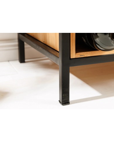 Bar étagère à vin 120 cm pour bouteilles et verres en bois de pin BLACK PEARL