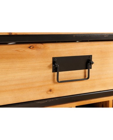 Bar étagère à vin 120 cm pour bouteilles et verres en bois de pin BLACK PEARL