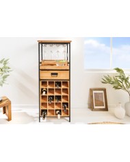 Bar étagère à vin 120 cm pour bouteilles et verres en bois de pin BLACK PEARL