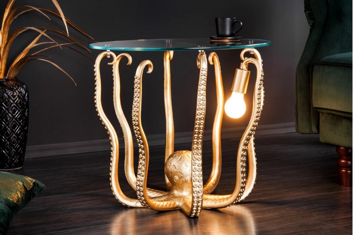 Table d'Appoint Lampe Pieuvre Dorée 50cm 50 cm Kraken